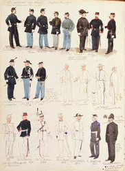 Uniformen van gemeentelijke bewakers van het Koninkrijk Italië door Quinto Cenni, kleurplaat