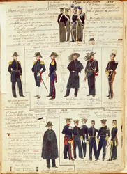 Uniformen van het Piëmontese leger tussen 1836 en 1886. Kleurplaat door Cenni Quinto