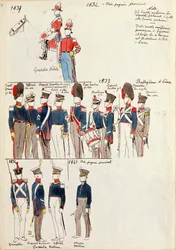 Verschillende uniformen, circa 1834-1841