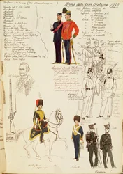 Verschillende uniformen van Koninkrijk Groot-Brittannië, kleurplaat door Quinto Cenni