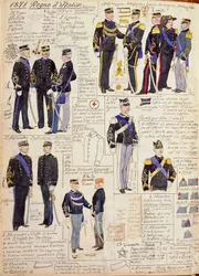 Verschillende uniformen van het Koninkrijk Italië door Quinto Cenni, kleurplaat