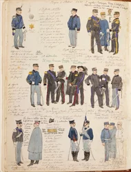 Verschillende uniformen van het Koninkrijk Italië door Quinto Cenni, kleurplaat