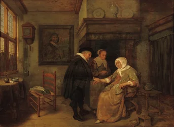 Een dokter bezoekt een zieke vrouw