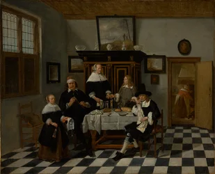Familiegroep in een interieur