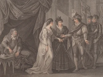 De afsluiting van het Verdrag van Troye, waar Hendrik V, koning van Engeland, de Pr... ontvangt, 1788