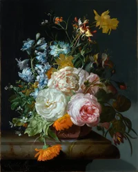 Bloemen in een Terracotta Vaas