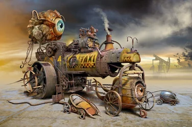 Bizarre steampunk-oogtaxi