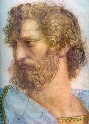 Aristoteles. Stanza della Segnatura. De school van Athene, detail, 1509-1511