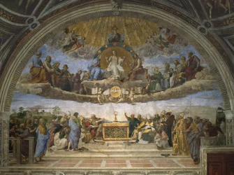 De Disputatie van het Heilige Sacrament, uit de Stanza della Segnatura, 1509-10