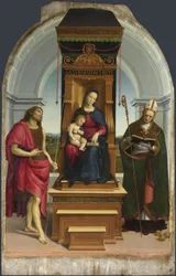 De Madonna en Kind met Sint Johannes de Doper en Sint Nicolaas van Bari De Ansidei Madonna, 1505