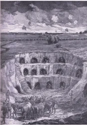 De moderne holbewoners, uit Geschiedenis van de Grote Oorlog Vol 3 gepubliceerd door Waverley Book Co Limited, ca. 1920