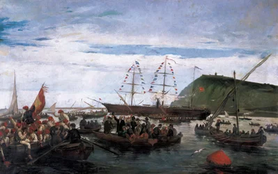 Catalaanse vrijwilligers die inschepen voor de oorlog in Cuba in 1870