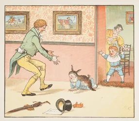 Baby Bunting gewikkeld in het konijnenvel, uit The Hey Diddle Diddle Picture Book, pub.1882