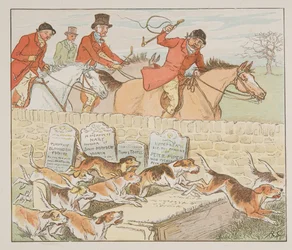 Nu had de dominee een paar om te trouwen toen de honden in zicht kwamen, uit The Hey Diddle Diddle Picture Book, pub.1882