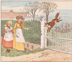 De vos springt over de poort van de dominee