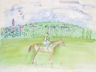 Paard en jockey in Deauville; Cheval et Jockey a Deauville