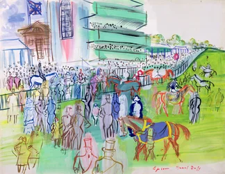 Voor de tribune van Epsom, c.1937 (aquarel  gouache op papier)