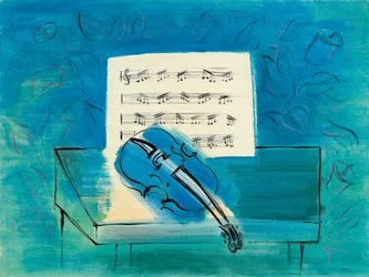 De blauwe viool, c.1946 (gouache, aquarel en inkt op papier)
