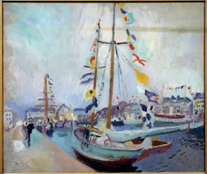 Het gevlagde jacht in Le Havre