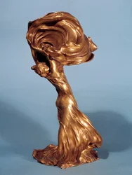 Lampstandaard die de Amerikaanse danseres Loie Fuller (1862-1928) voorstelt, gemaakt door Francois Raoul Larche (1860-1912) 1900 Parijs, decoratieve kunsten