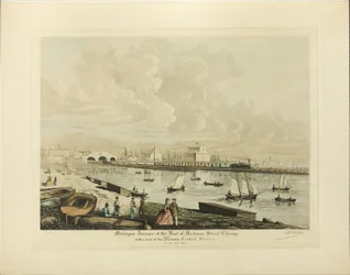 Michigan Avenue aan de Voet van Madison Street, Chicago, met een Uitzicht op het Illinois Central Station in het Jaar 1864