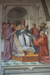 De overhandiging van de Decretalen aan paus Gregorius IX