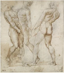 Drie naakte dragers (studie voor de Graflegging van Christus) (detail)