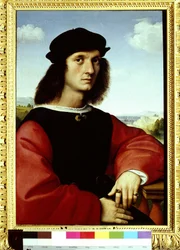 Portret van Agnolo Doni, 1505-1506, schilderij van Raphael
