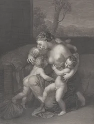Liefdadigheid met drie kleine kinderen, 1795