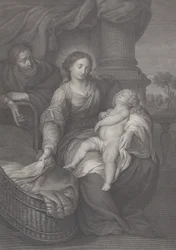 De Heilige Familie, met het slapende Christuskind op de schoot van de Maagd