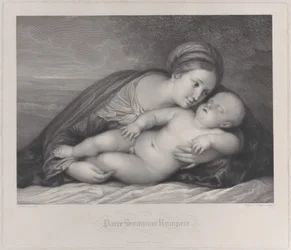De Madonna die het slapende Christus Kind omhelst