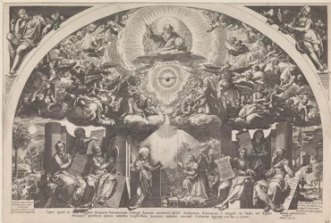 Annunciatie met de zes profeten en engelenkoren