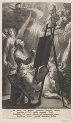 Lucas de Evangelist schildert Maria met het Christuskind