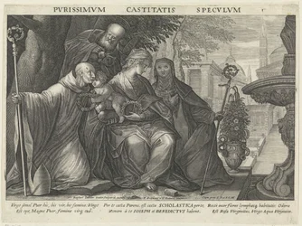 Heilige familie met de Heilige Benedictus en de Heilige Scholastica