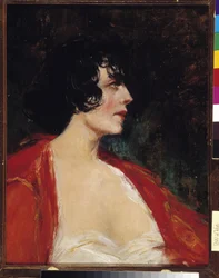 Portret van vrouw in de rode blouse