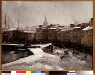 Quai du port, Marseille, onder de sneeuw