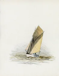 Boot (gabare) op de monding van de Gironde (gouache, houtskool en potlood op papier)