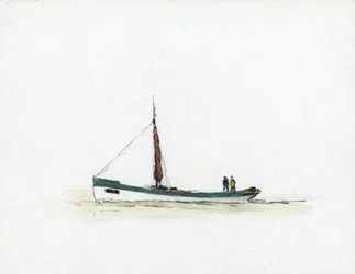 Gabare aan de monding van de Gironde (gouache, houtskool en potlood op papier)
