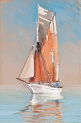 Gabare aan de monding van de Gironde (gouache op papier)
