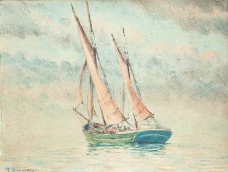 Gabarre aan de monding van de Gironde (potlood op papier)