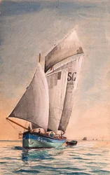 Gabarre aan de monding van de Gironde (gouache op papier)