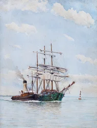 Voor Blaye, Drie masten en sleepboten (aquarel)