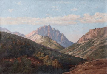 Landschap, bergen (olieverf op doek)