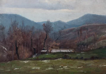 Landschap met vijver, maart 1905 (olieverf op hout)
