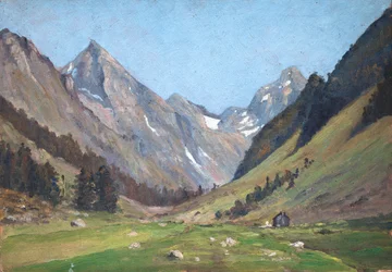 Berglandschap in de Pyreneeën (olieverf op hout)