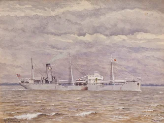 Het Noorse vrachtschip Thoroy op de monding van de Gironde