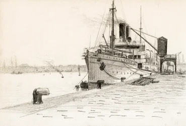 Vrachtschip afgemeerd in de haven van Bordeaux