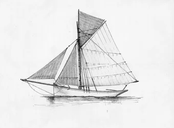 zeilboot (inkt en potlood)