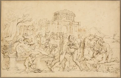 Bacchus en Ariadne, met Silenus, Nimfen en Saters