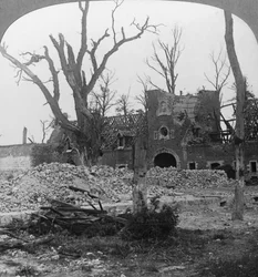 Ruïnes van Beury Chateau, Festubert, Frankrijk, Eerste Wereldoorlog, ca. 1914-ca. 1918